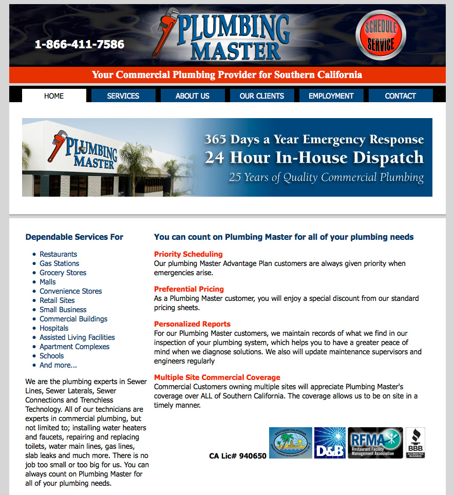 image of Plumbing Master Home Page