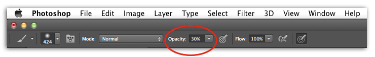 image screen of brush opacity