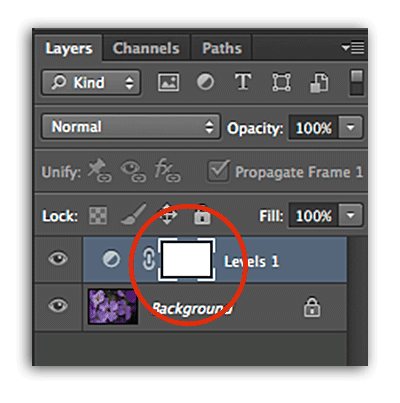 image screen of adjustment layers mask