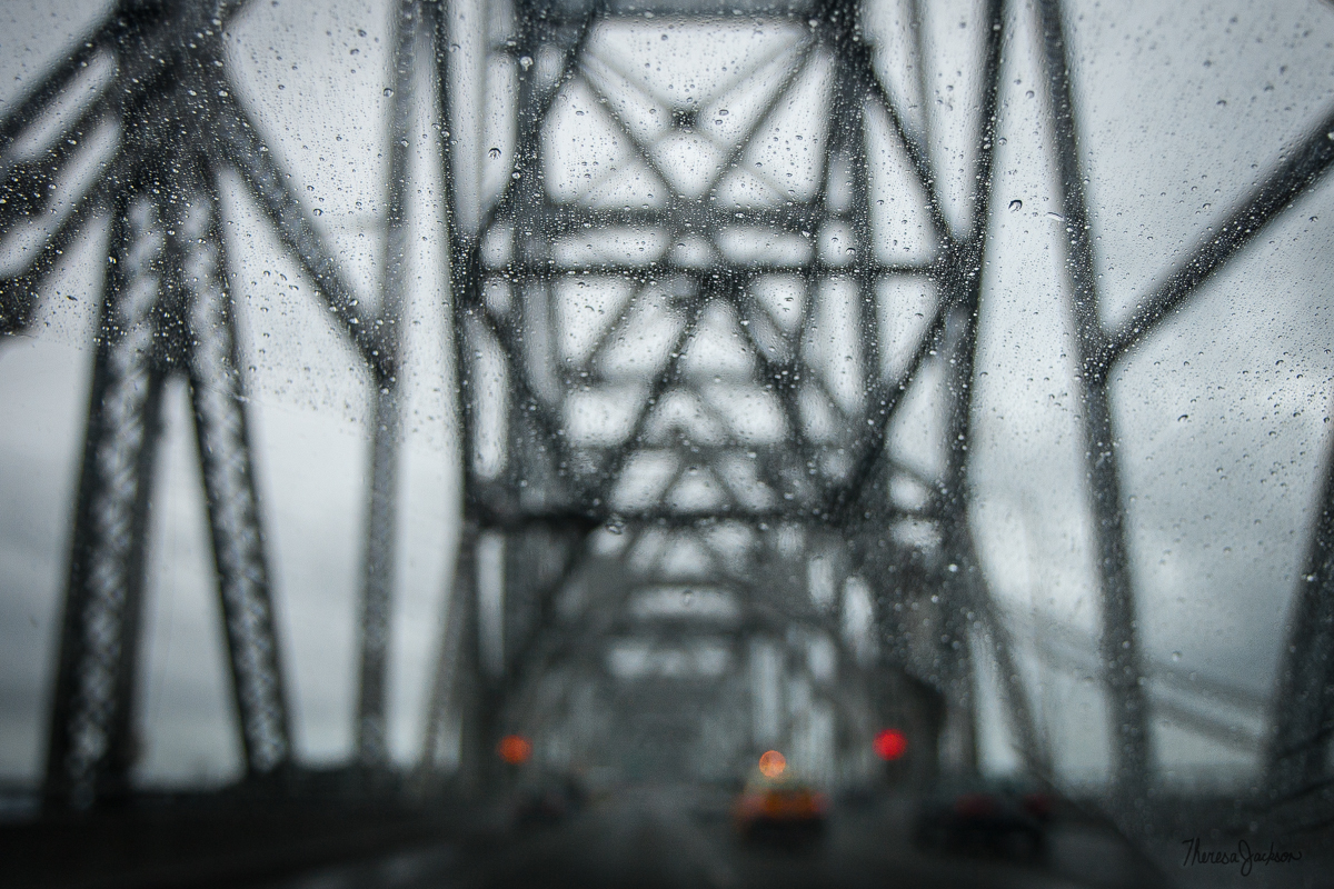 bay bridge in the rain