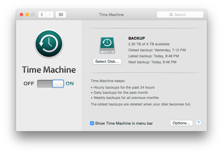 Time Machine screen