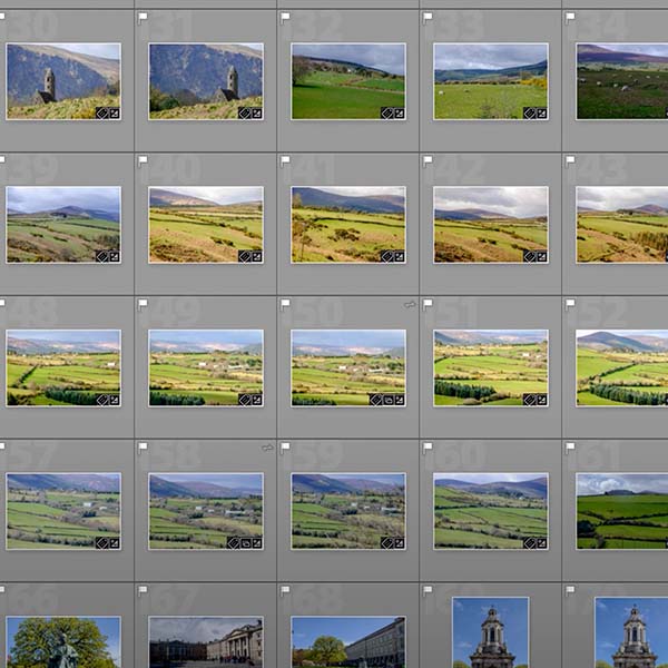 image of Lightroom Classic grid view with photos from Ireland