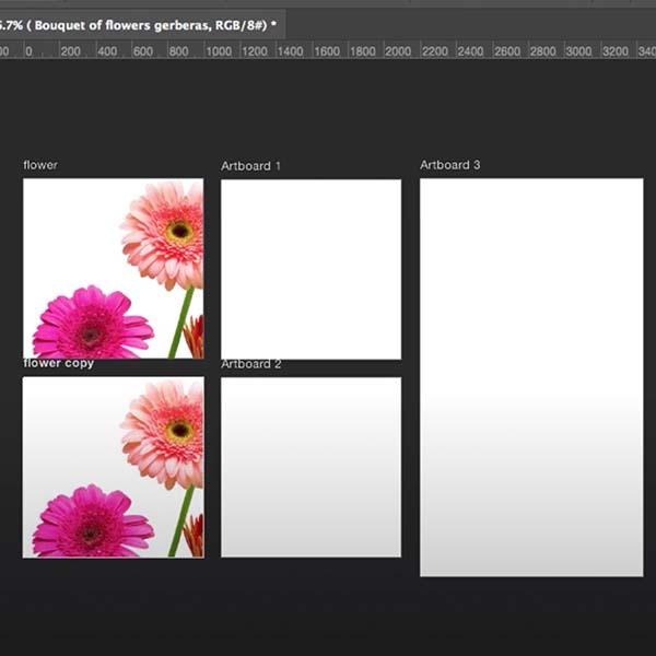 image of Photoshop canvas with five artboards