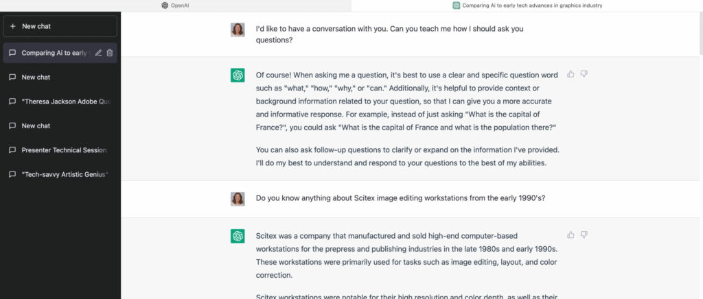 Screen capture of the chatgpt conversation. content of conversation is provided in the text of this article.