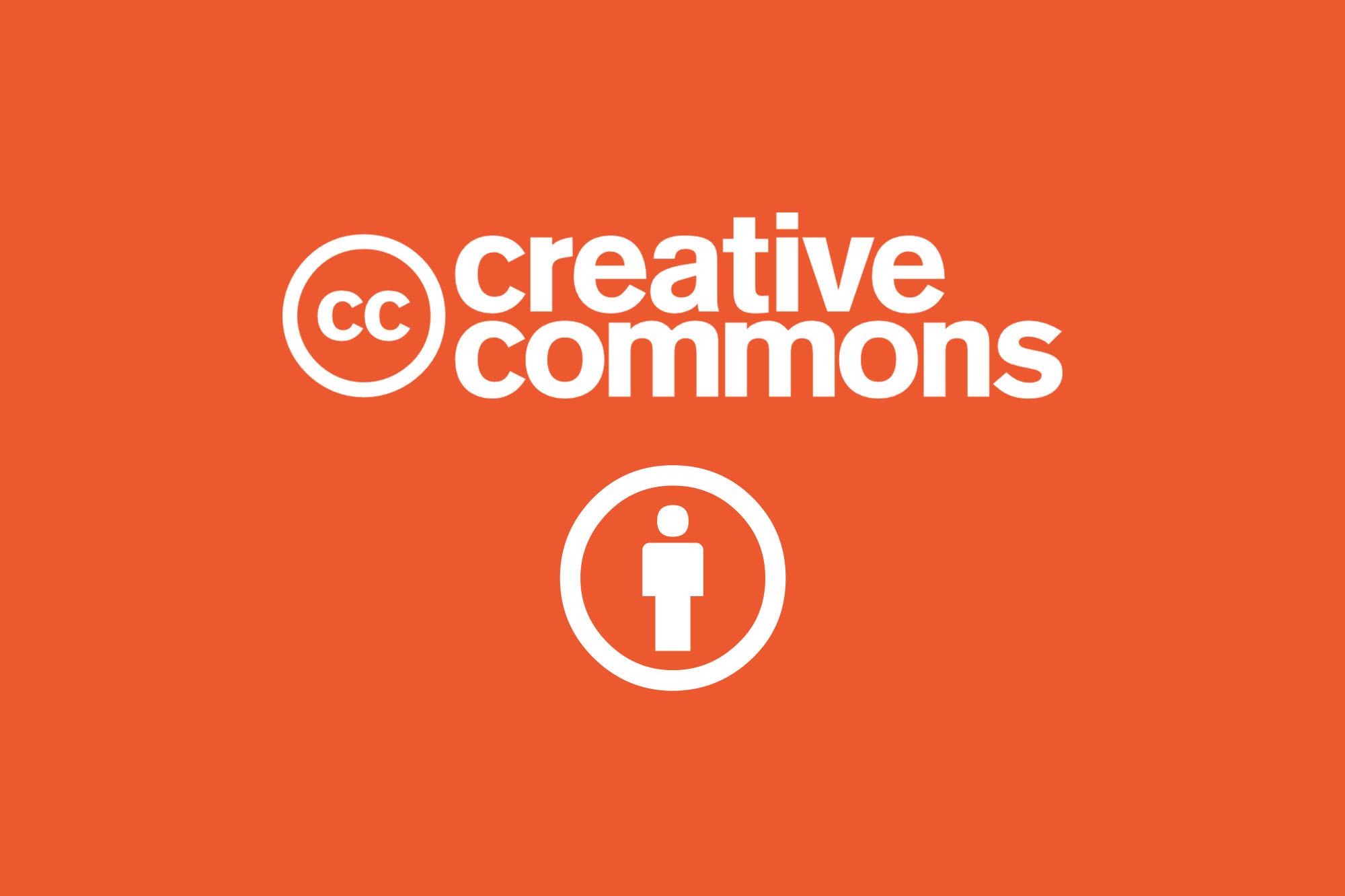 creative commons BY license in white on an orange background